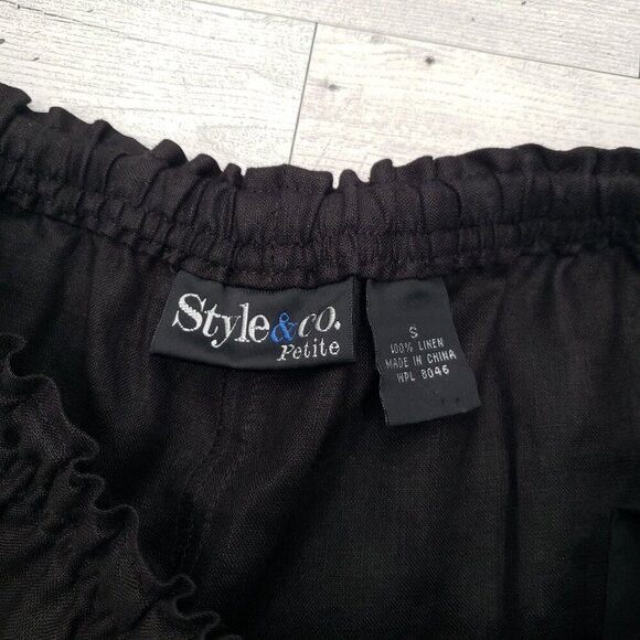 Style & Co Linen Cropped Wide Leg Pants Drawstring Embroidered Paisley SP - Picture 6 of 11